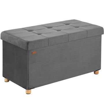 Opbergbank Antraciet Fluweel 76x38x42cm opvouwbaar