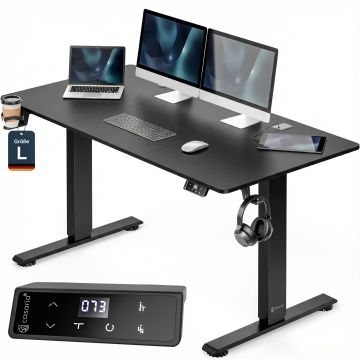 Zit sta bureau Zwart 140x60x72-117cm