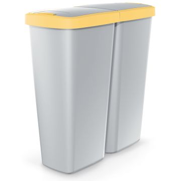 Afvalbak Duo grijs/geel 50L 55x25x57cm