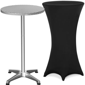 Statafel Zilver 115x60cm + statafelhoes Zwart Ø60cm