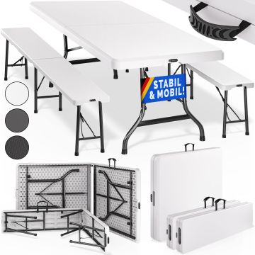 Bierbank Set 3-delig Wit Kunststof 183cm