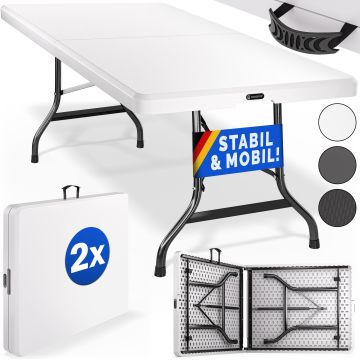Klaptafel 2 stuks Wit Kunststof 183x76x74cm Inklapbaar
