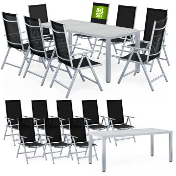 Tuinset Bern 9-delig Zilver Aluminium Matglas