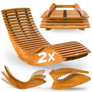 Ligbed Java 2 stuks 154x60x78 cm Acaciahout FSC®-gecertificeerd