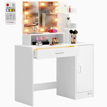 Make Up Tafel Jocelyn Wit 140x90x40cm met LED