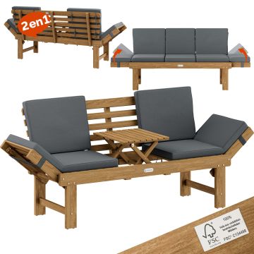 Tuinbank 200x45x76cm acaciahout FSC®-gecertificeerd converteerbaar