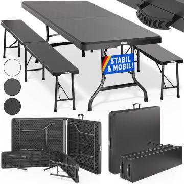 Bierbank Set 3-delig Antraciet Kunststof 180cm