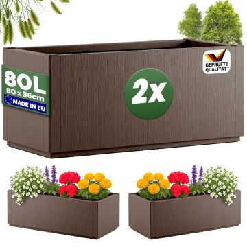 Bloempot Ethica Set van 2 Bruin plastic 80x36x36cm