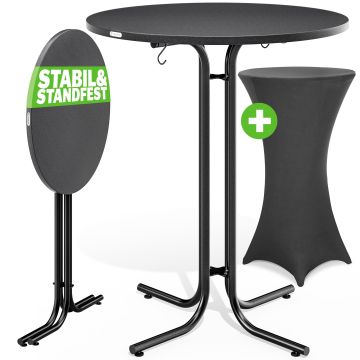 Statafel Grijs 110x80cm + statafelhoes Antraciet Ø80cm
