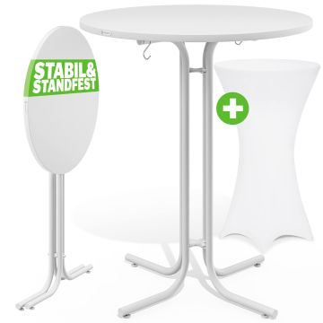 Statafel Wit 110x70cm + statafelhoes Wit Ø70cm