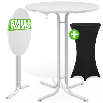 Statafel Wit 110x70cm + statafelhoes Zwart Ø70cm
