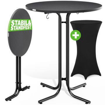 Statafel Grijs 110x70cm + statafelhoes Zwart Ø70cm
