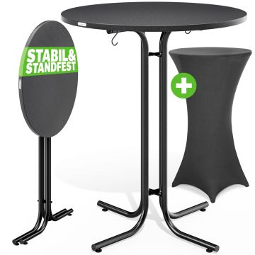 Statafel Grijs 110x70cm + statafelhoes Grijs Ø70cm