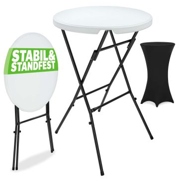 Statafel Wit Ø72cm + Statafelhoes Zwart Ø70cm