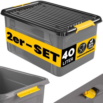 Opbergbox Set van 2 Grijs/Antraciet 58x39x25cm stapelbaar