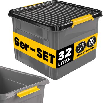 Opbergbox Set van 6 Grijs/Antraciet 39x39x26cm stapelbaar