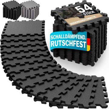 Vloerbescherming/puzzelmatten set van 54 Zwart 264x175x1cm