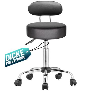 Rolkruk Zwart 360° draaibaar met rugleuning
