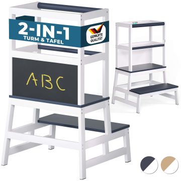 Leertoren Barn Wit/Antraciet grenenhout 93x51x50cm