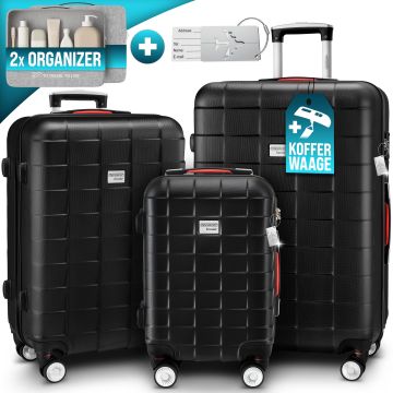 Reiskoffers 3-delige Exopack Zwart ABS toebehoren