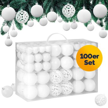 Kerstballen Wit 100-delig
