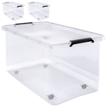 2 Stuk Opbergbox met Deksel Transparant 60x40x35cm 52L