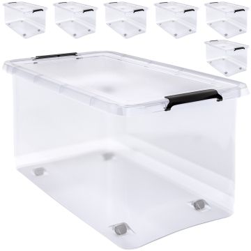 6 Stuk Opbergbox met Deksel Transparant 60x40x35cm 60L
