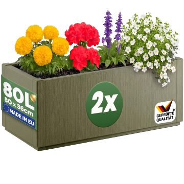 Bloempot Ethica Set van 2 Olijfgroen Kunststof 80x36x36 cm