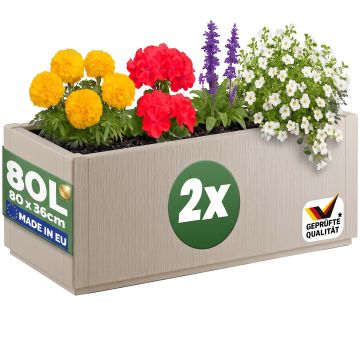 Bloempot Ethica Set van 2 Krijtwit Kunststof 80x36x36 cm