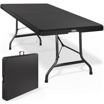 Tuintafel Zwart Rotan 180x75x73cm inklapbaar