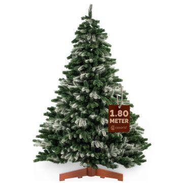 Kunstkerstboom Premium 180cm sneeuwlook PE / PVC houten standaard FSC®
