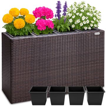 Hoge Plantenbak Bruin Kunststof 95x27x60cm