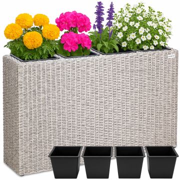 Polyrattan Bloembak Creme 95x27x60cm