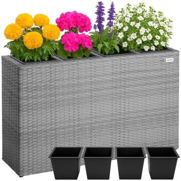 Hoge Plantenbak Grijs Kunststof 95x27x60cm