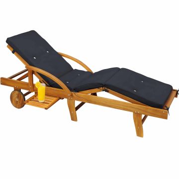 Ligbed Tami Sun® acaciahout incl kussen antraciet