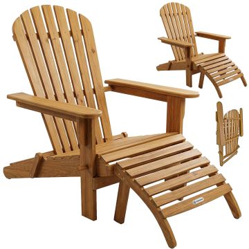 Ligstoel Adirondack Set van 2 Acaciahout + Voetsteunen