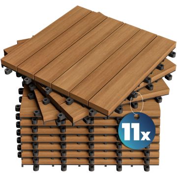 Houten tegel acaciahout FSC®-gecertificeerd set van 11 30x30cm
