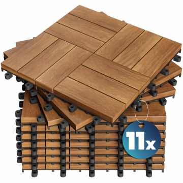 Houten tegel acacia mozaïek FSC®-gecertificeerd set van 11 30x30cm