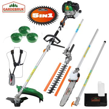Benzine multitool 5in1 incl accessoires + 3 spoelen