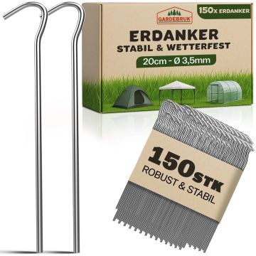 Haringen/Grondpennen 150 stuks Staal ø35mm Verzinkt
