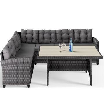 Polyrotan Loungeset  Lissabon Grijs/Antraciet