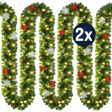 Guirlande Groen 5m Set van 2 In-/Outdoor gedecoreerd