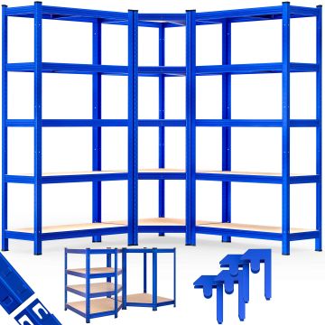 Stellingkast en hoekrekken set van 3 Blauw 875kg per stuk