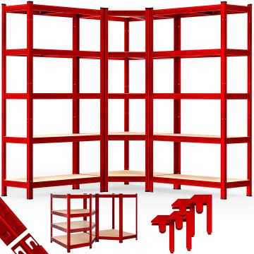 Stellingkast en hoekrekken Rood 875kg per stuk , set van 3