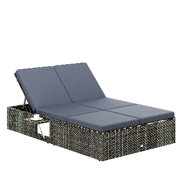 Polyrotan ligbed Grijs/Antraciet 200x115x33cm
