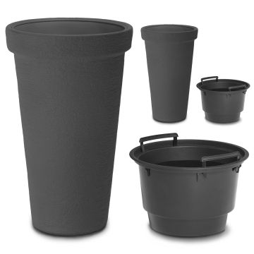 Bloempot Antraciet 63x40cm , set van 2