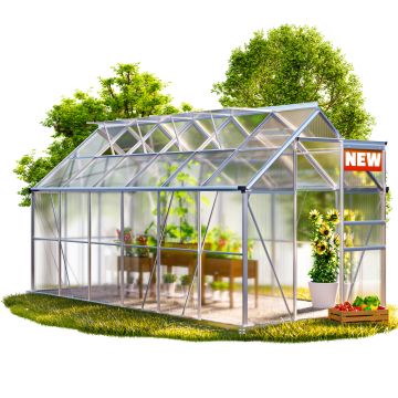 Tuinkas Aluminium 380x190x195cm met 4 Dakramen