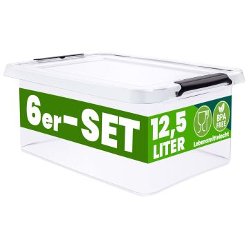 Opbergbox 6 Stuks Transparant 39x29x17cm 12,5L stapelbaar