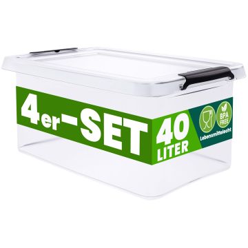 Opbergbox 4 Stuks Transparant 58x39x26cm 40L stapelbaar