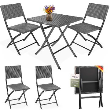 Tuinset van polyrotan, 3-delig, antraciet